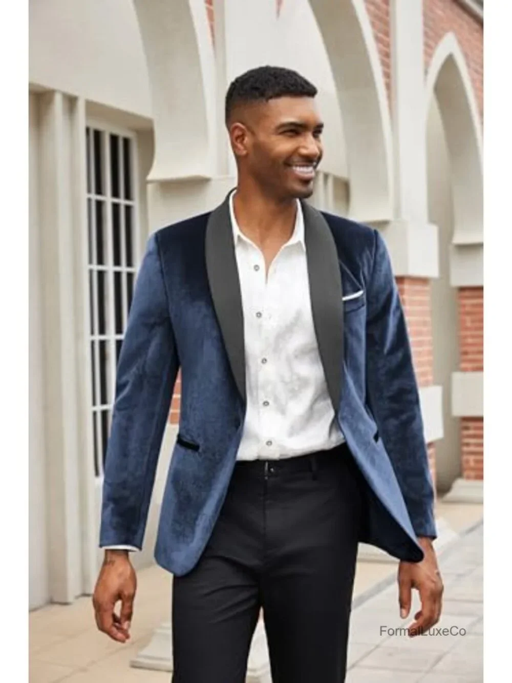 Men's Velvet Tuxedo Jacket One Button Shawl Collar Slim Fit Prom Wedding Blazer
